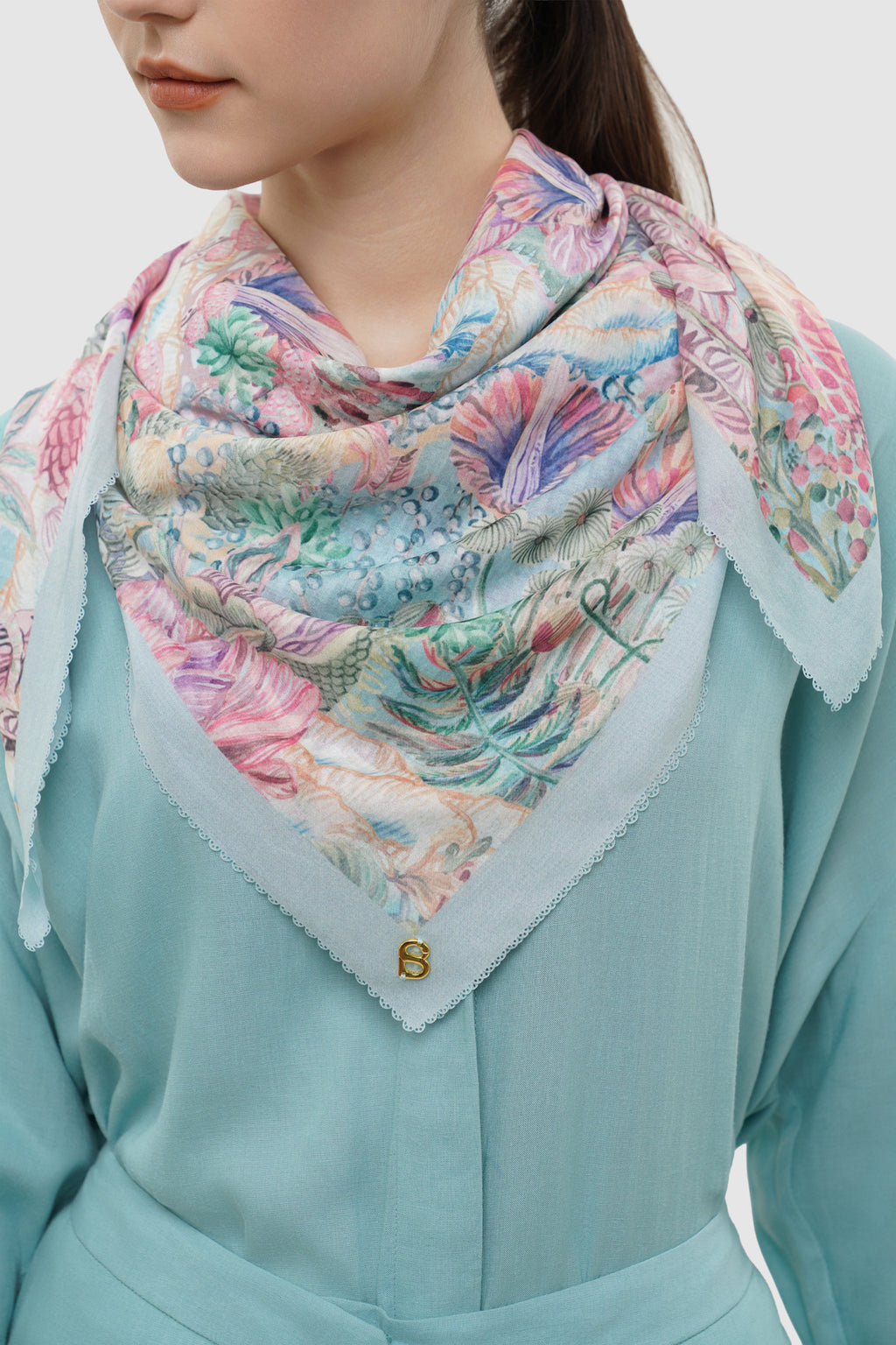 Forestis Voile Square Scarf - Aquamarine