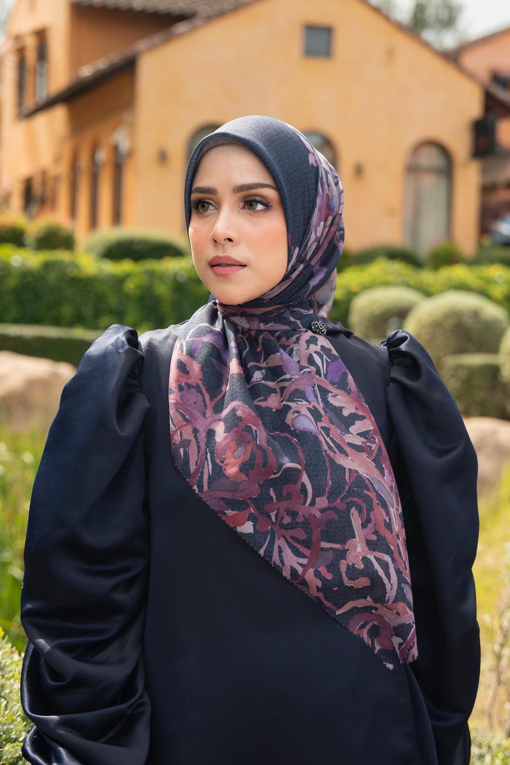 Velmora Voile Square Scarf - Ink