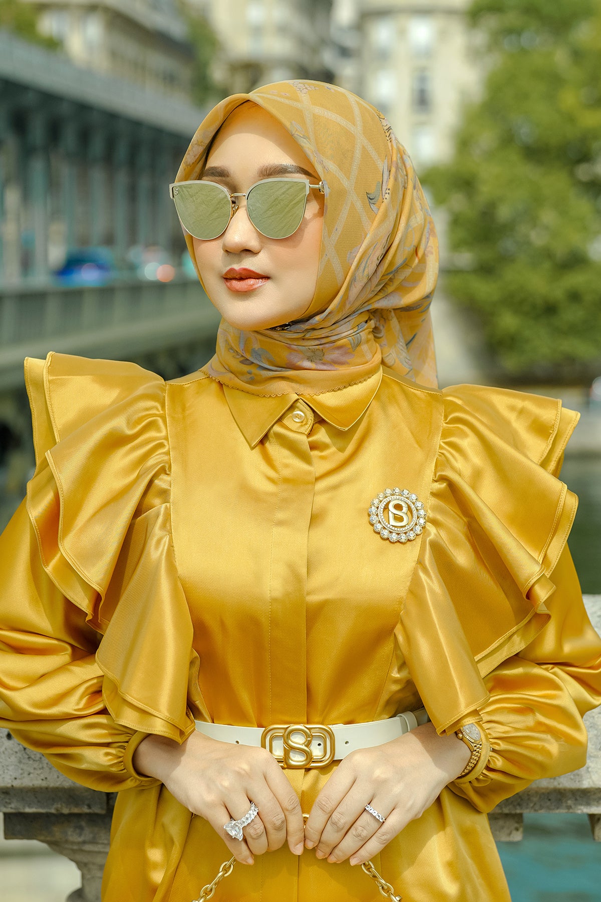 Autograph Kare Eşarp - Jaune