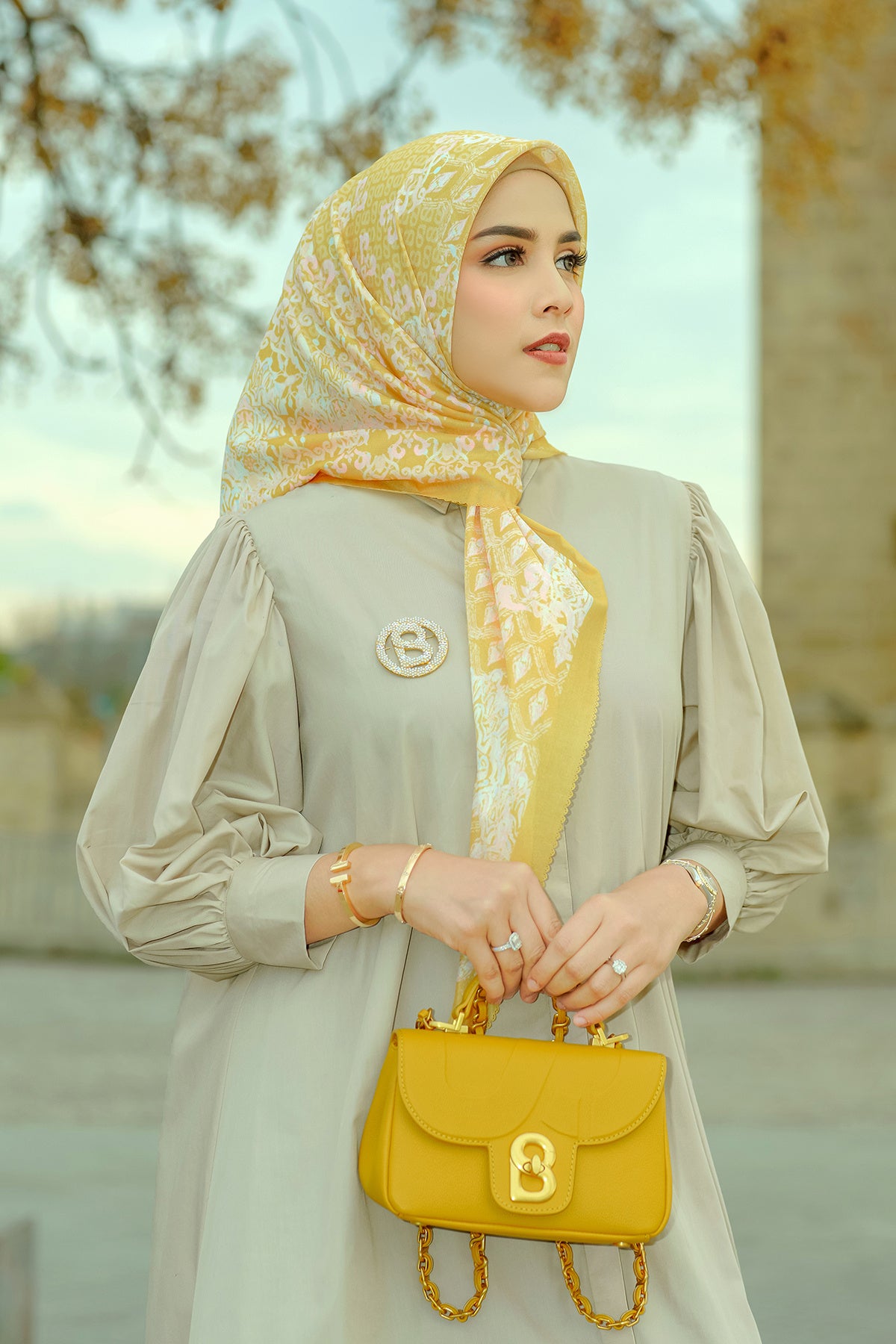 Granada Kare Eşarp - Lemon