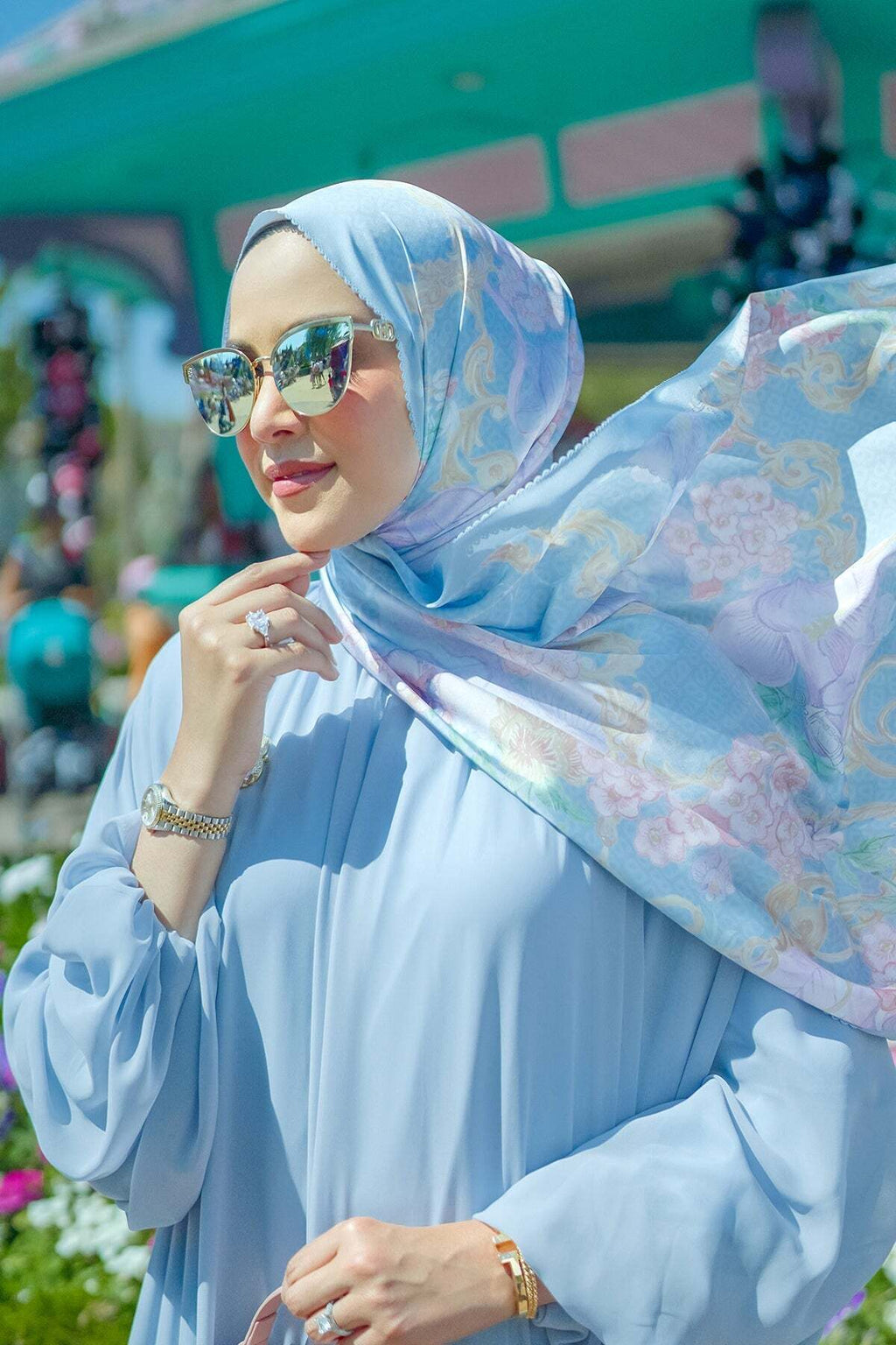 Wonderland Saten Şal - Airy Blue