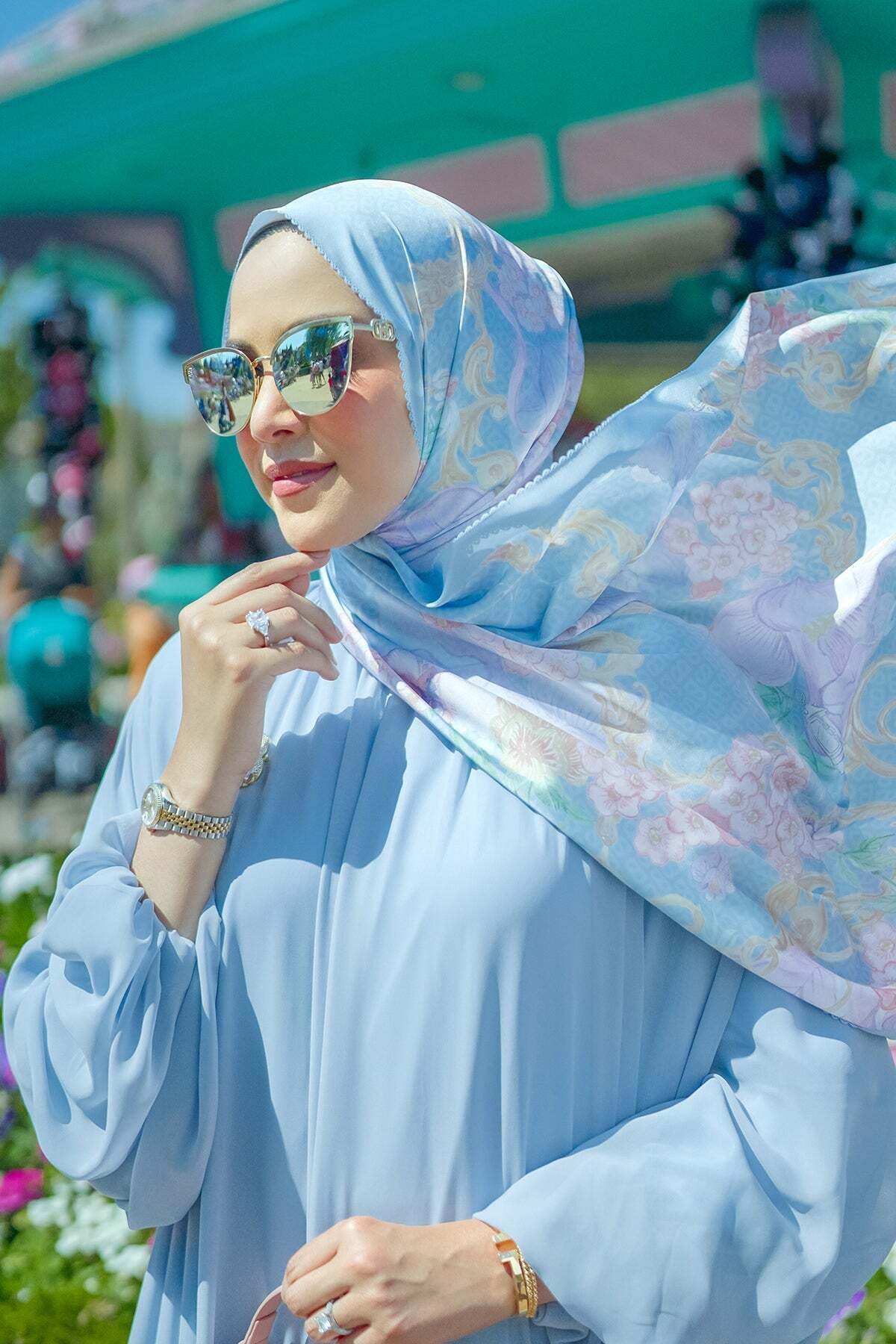 Wonderland Saten Şal - Airy Blue