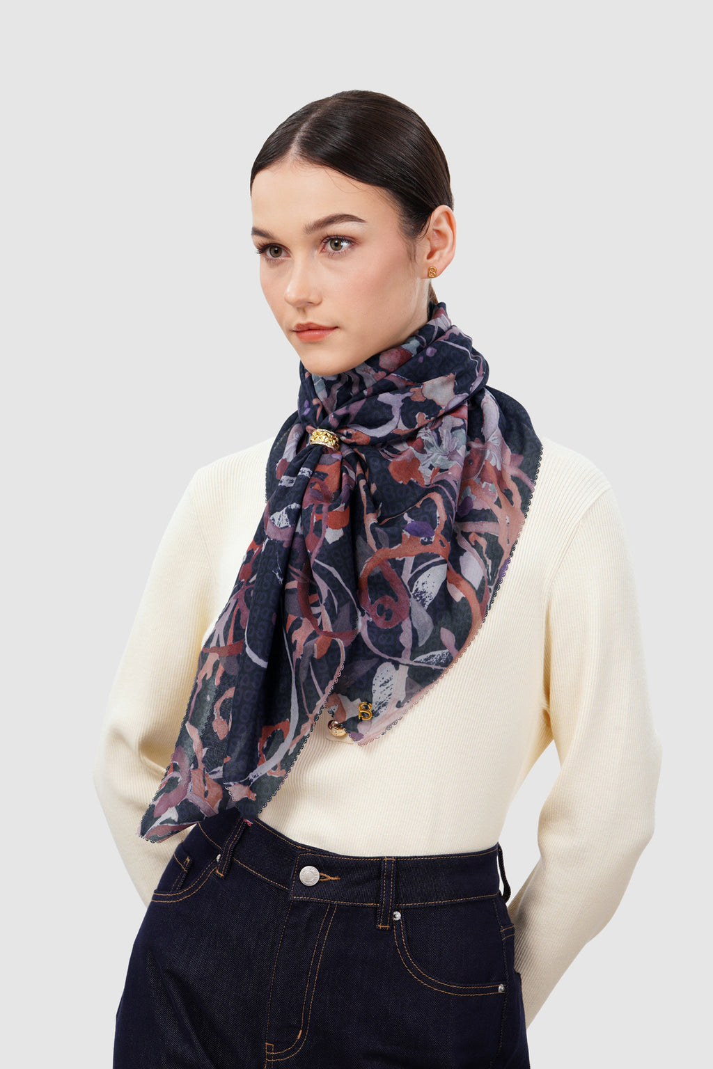 Velmora Voile Square Scarf - Ink