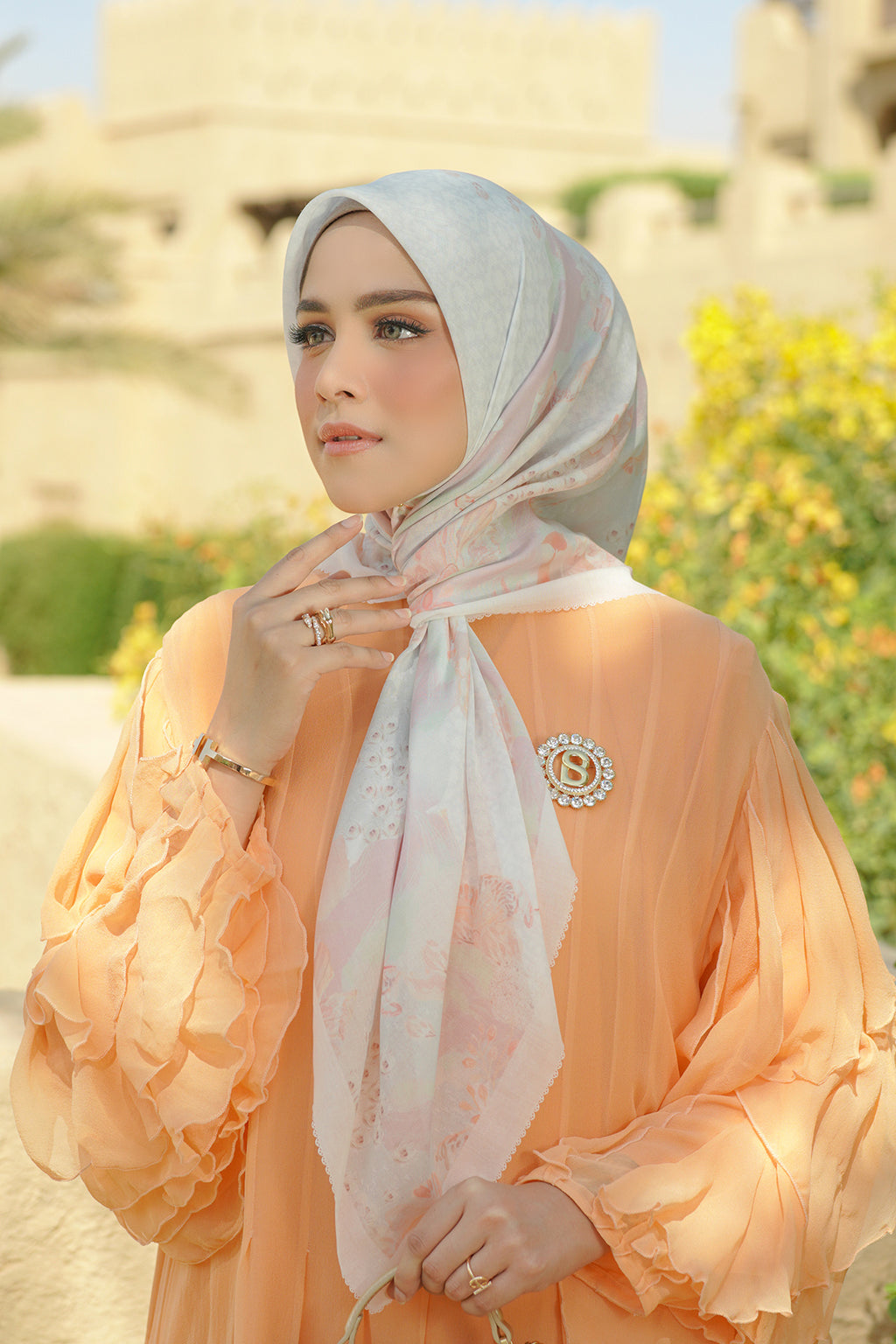 Arabian Night Square Scarf - Pearl