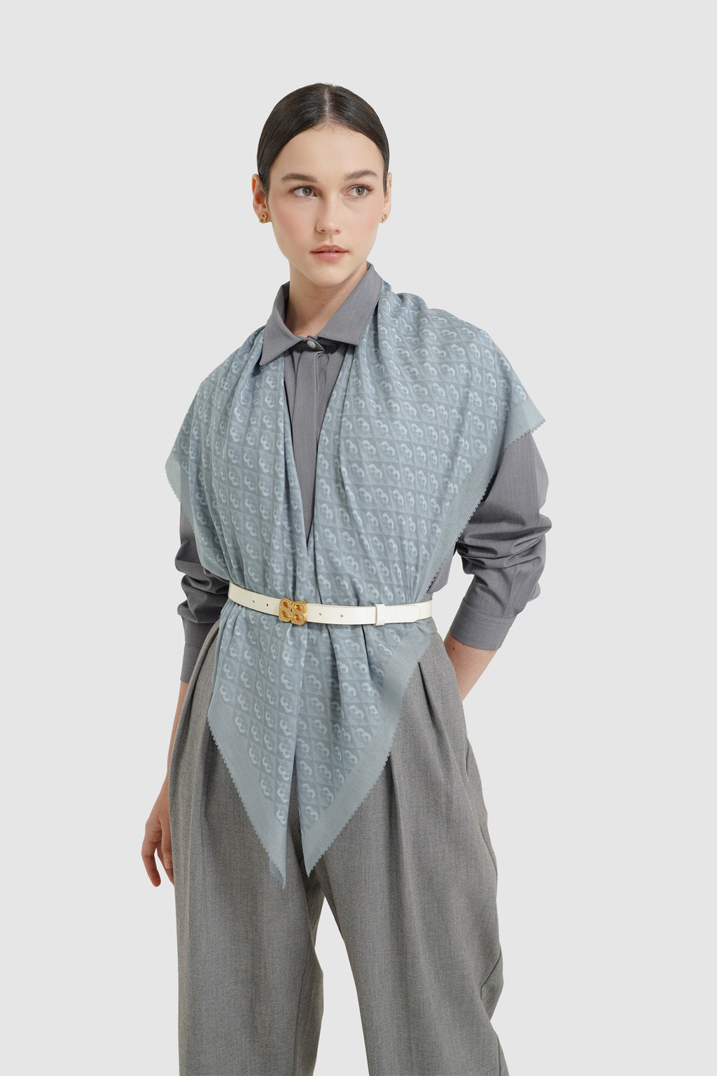 Prism Voile Square Scarf - Earl Gray