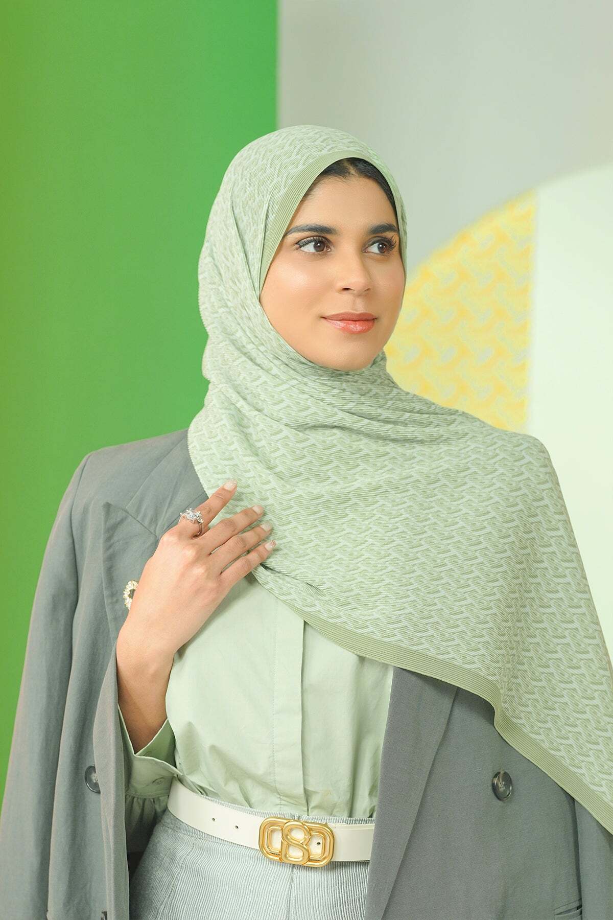 Bimu Pleated Shawl - Pistachio Green