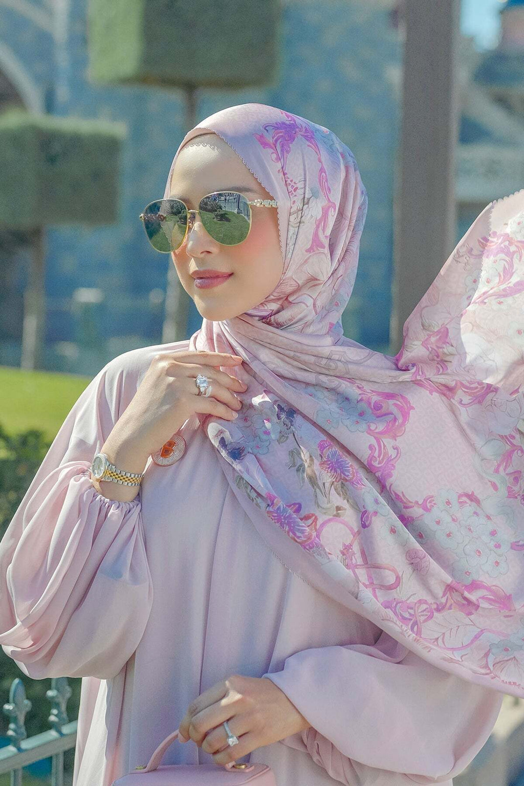 Wonderland Saten Şal - Mauve Rose