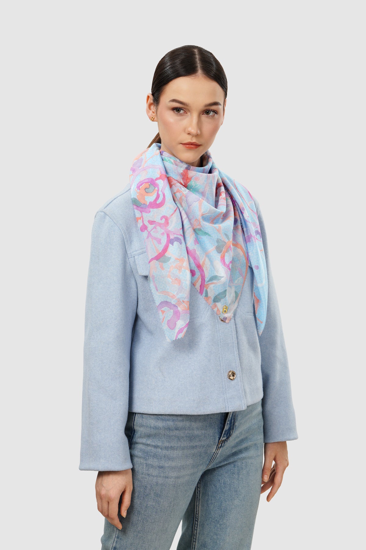 Velmora Voile Square Scarf - Water