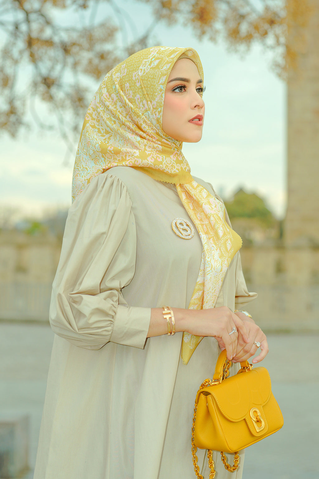 Granada Kare Eşarp - Lemon