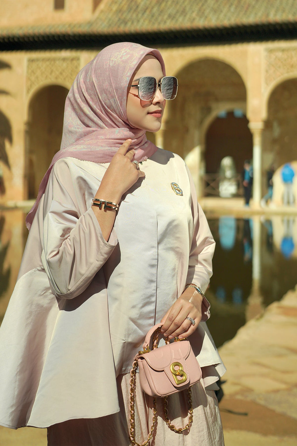 Granada Pleated Shawl - Pink Mist