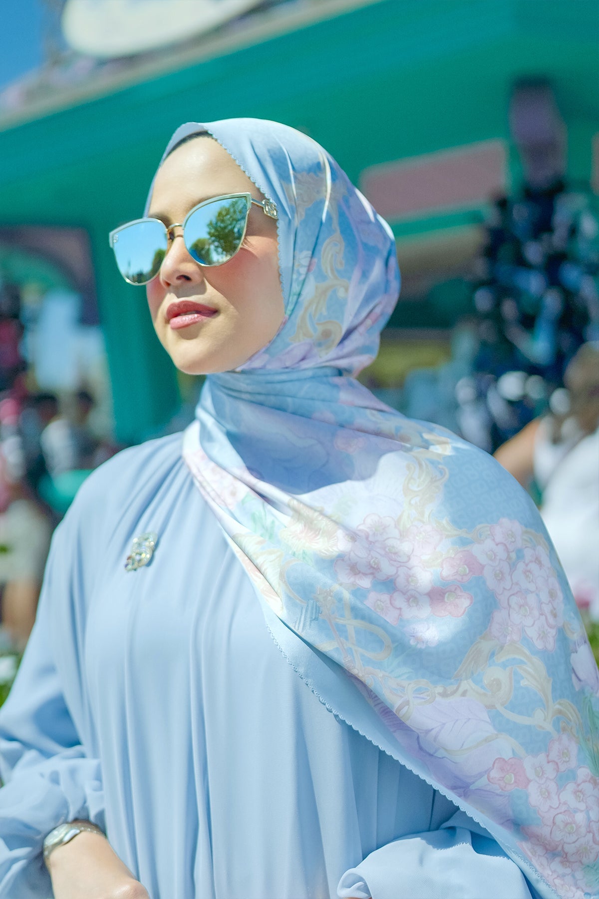 Wonderland Saten Şal - Airy Blue