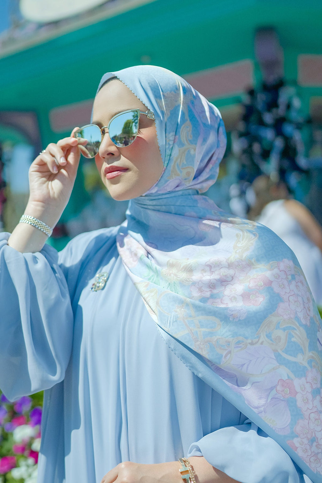 Wonderland Saten Şal - Airy Blue