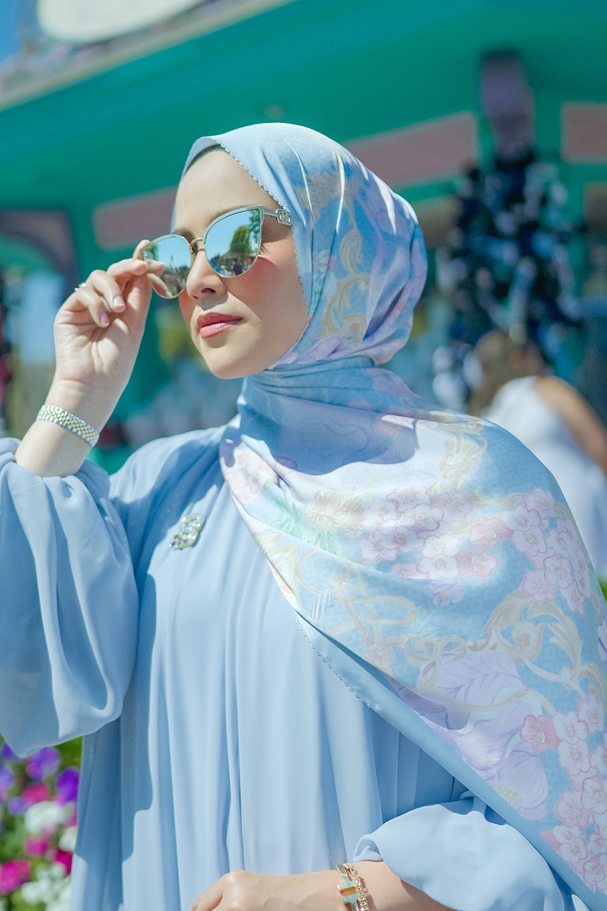 Wonderland Saten Şal - Airy Blue
