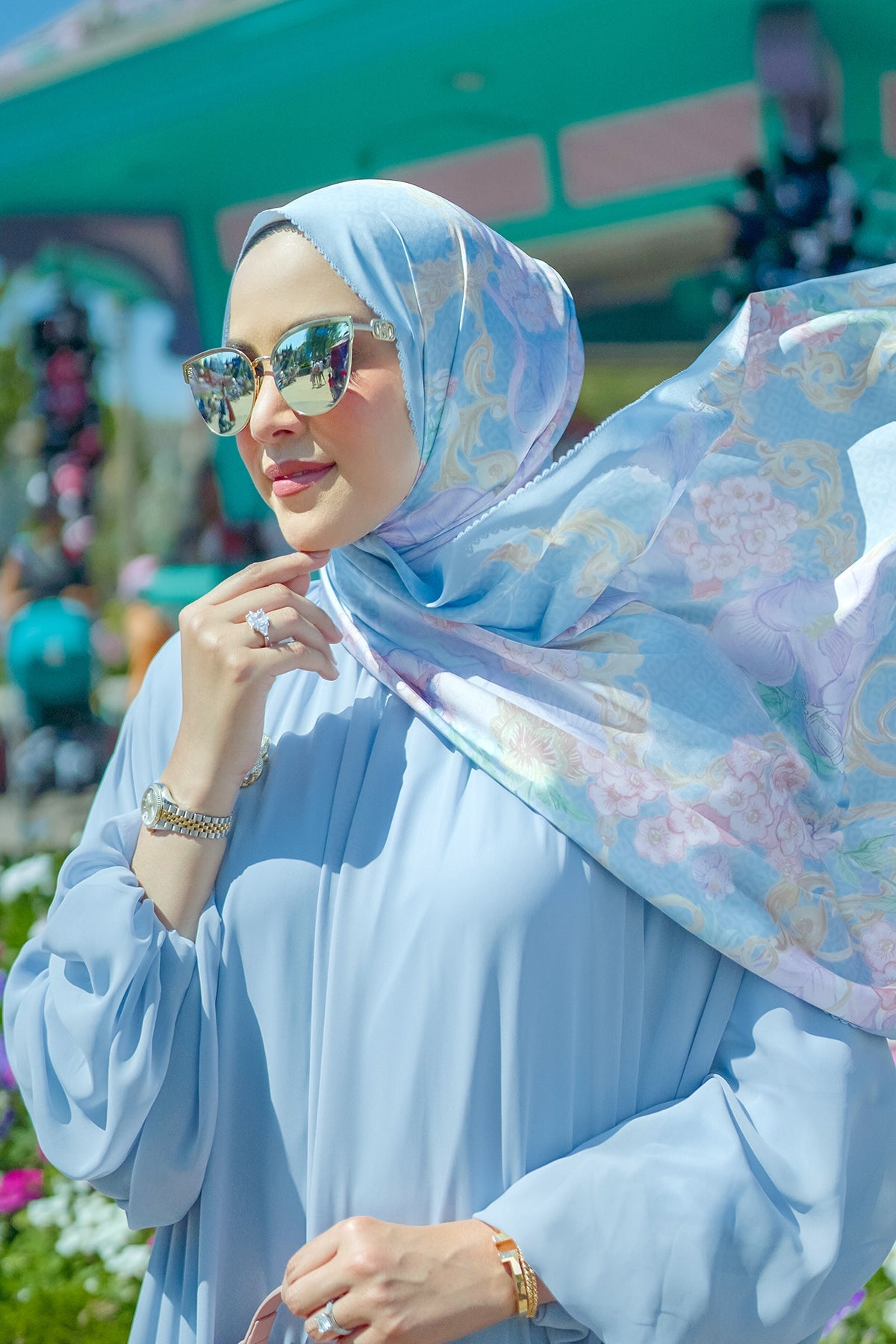 Wonderland Saten Şal - Airy Blue