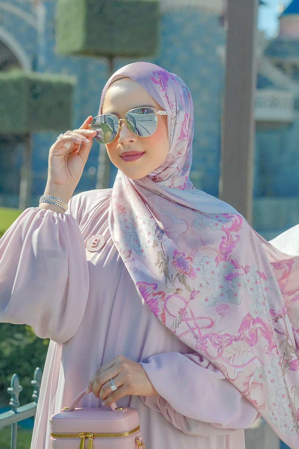 Wonderland Saten Şal - Mauve Rose