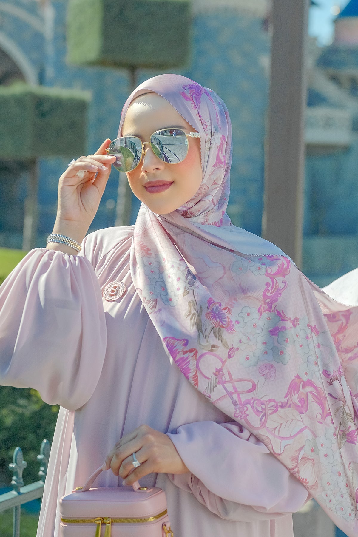 Wonderland Saten Şal - Mauve Rose