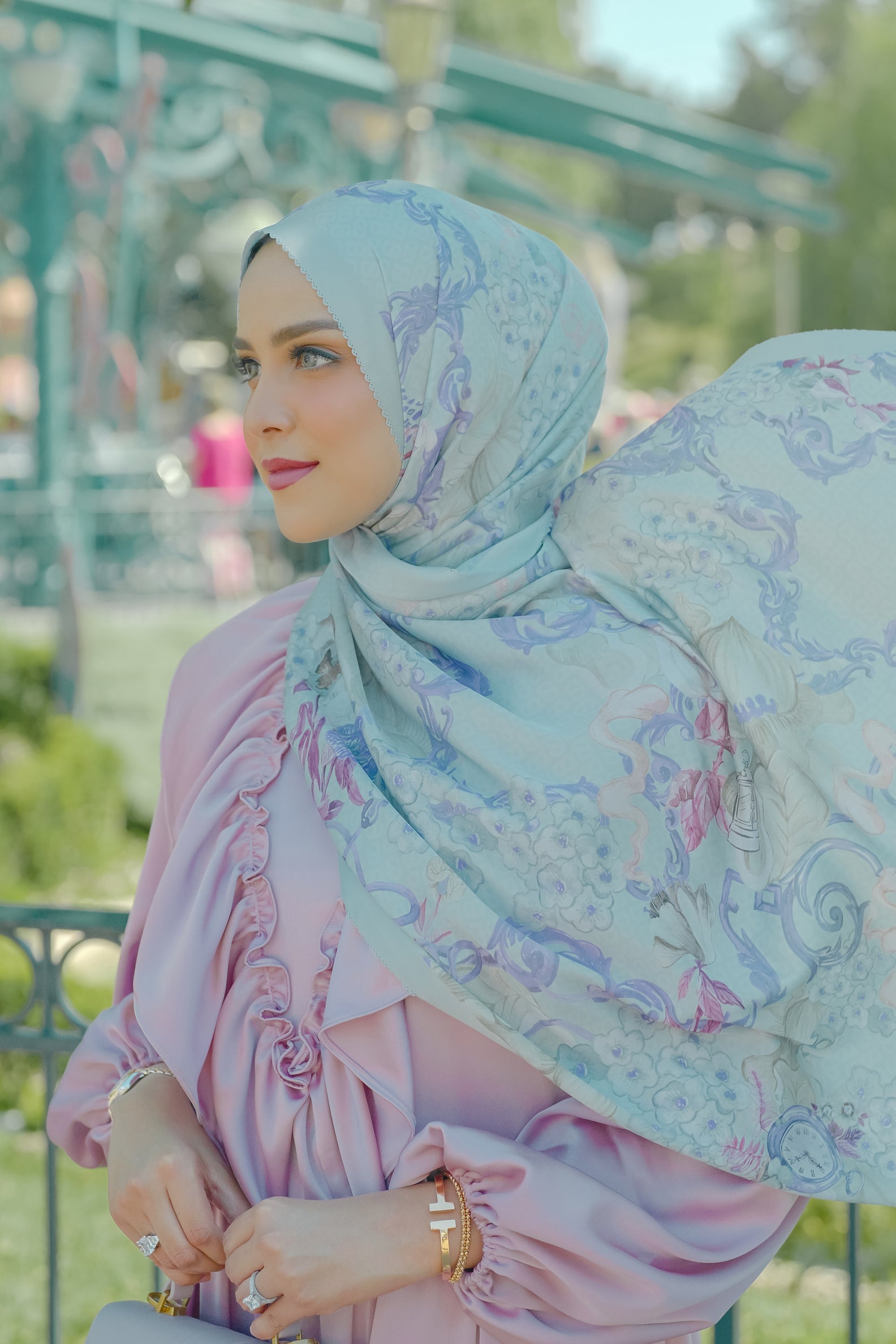 Wonderland Saten Şal - Mint