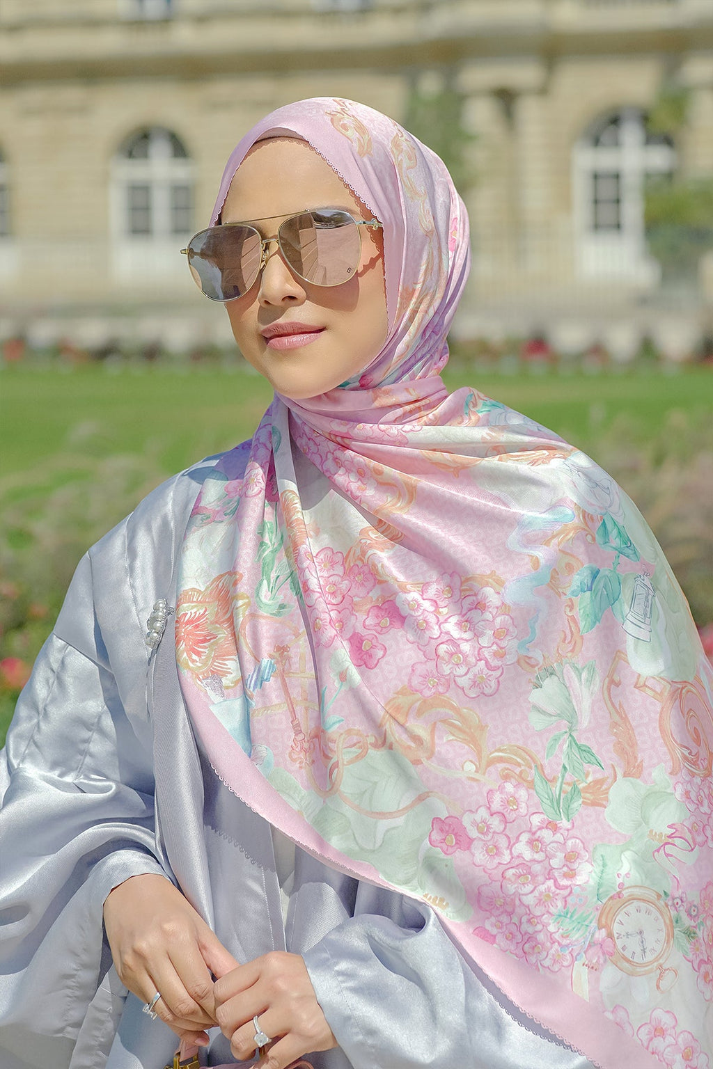 Wonderland Saten Şal - Pink Nectar