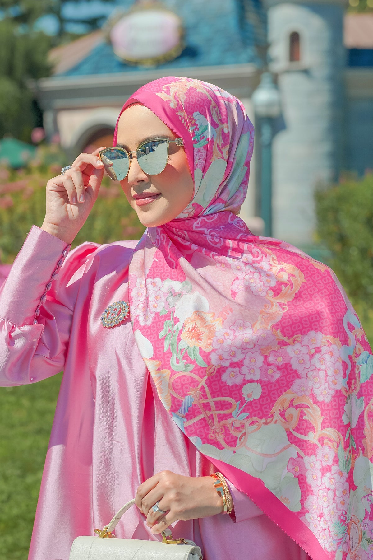 Wonderland Saten Şal - Raspberry