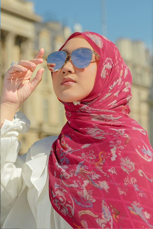Autograph Pleated Shawl - Framboise