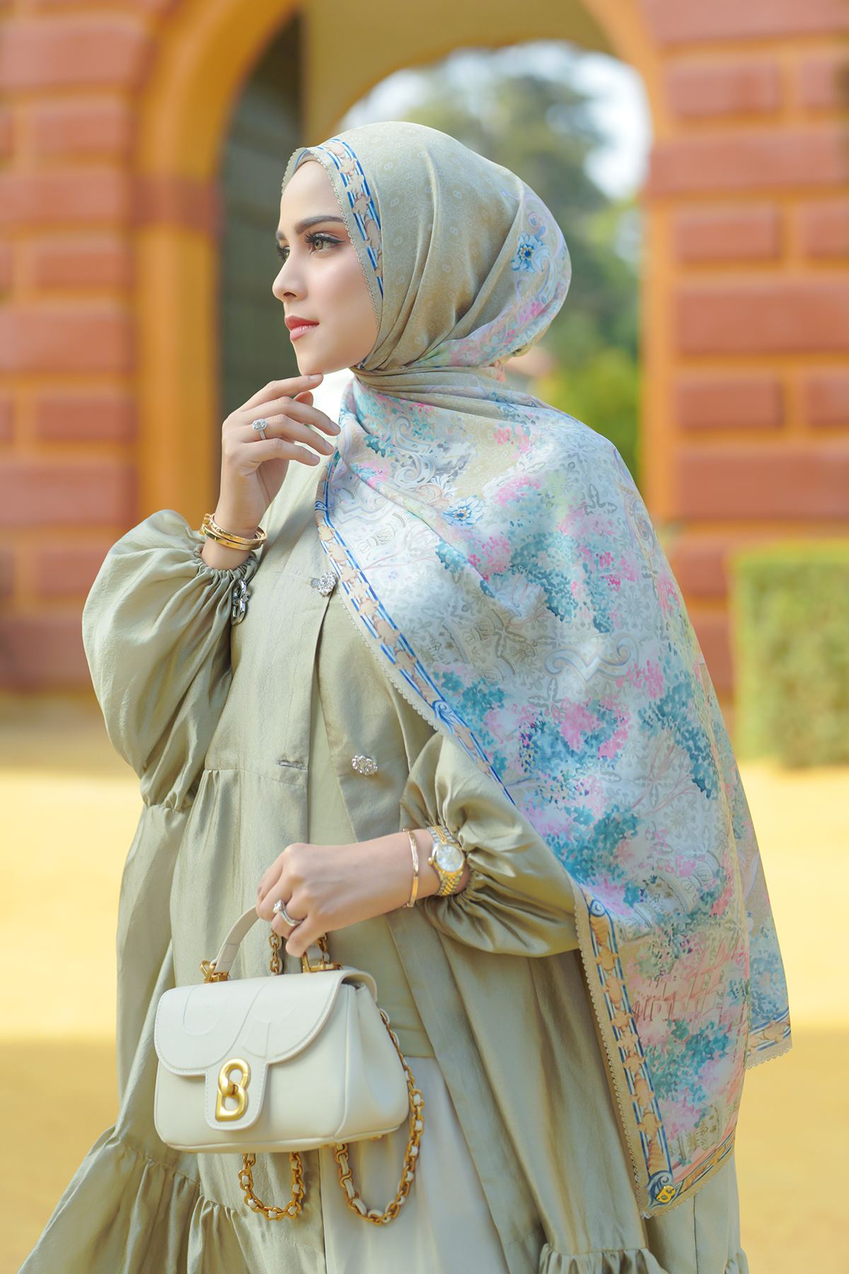 Sevilla Saten Şal - Khaki