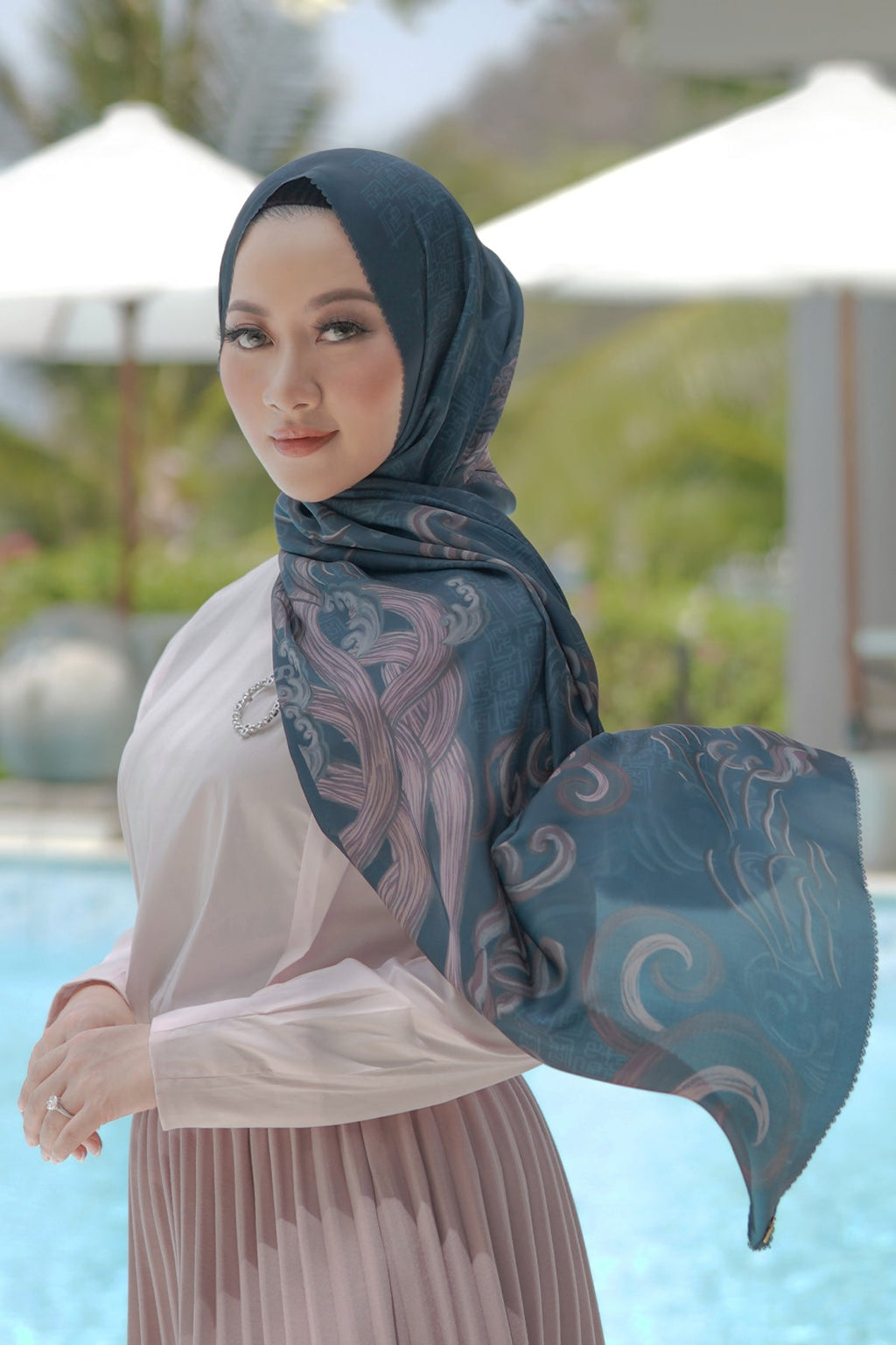 Wave Saten Şal - Midnight