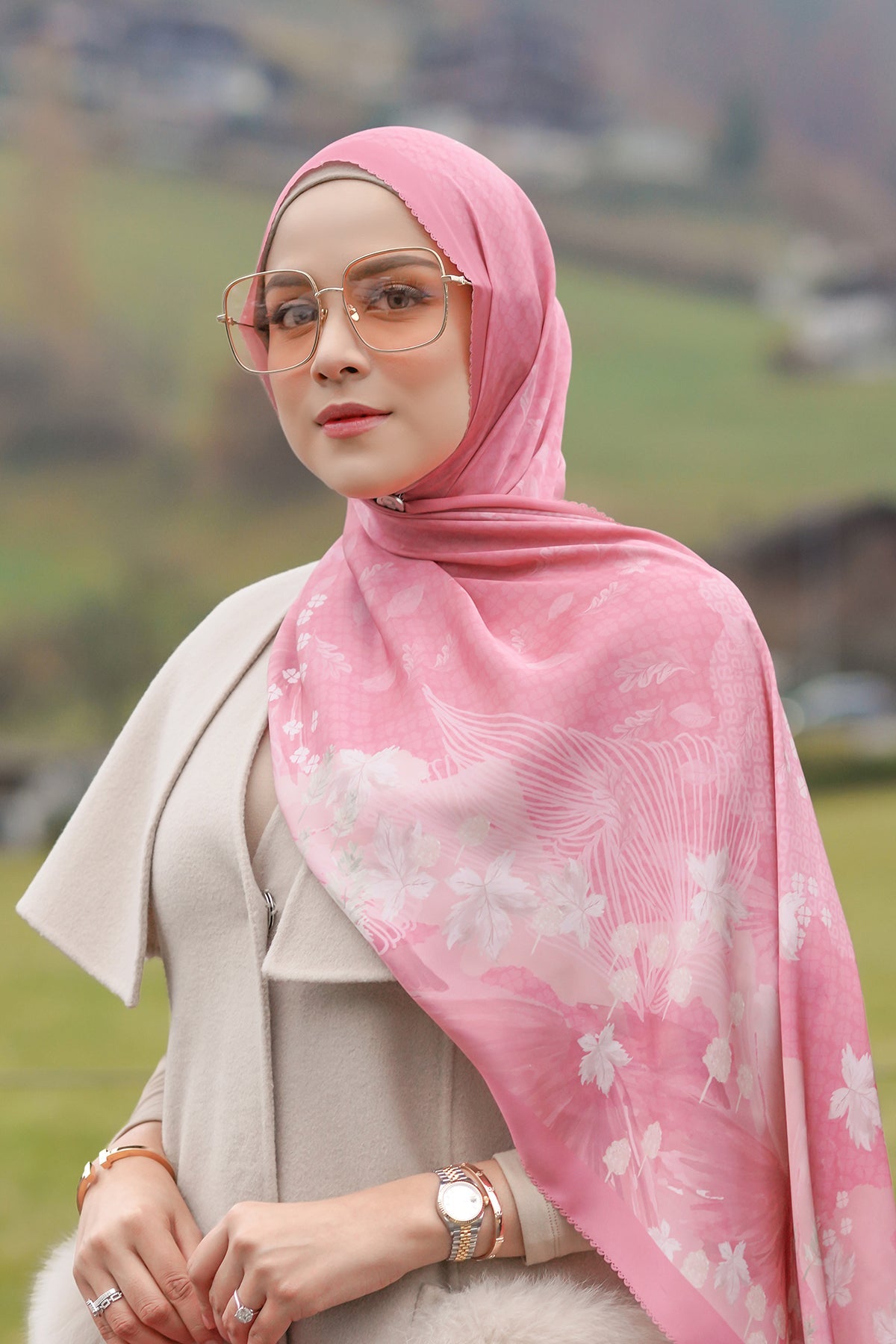Iseltwald Saten Şal - Deep Pink